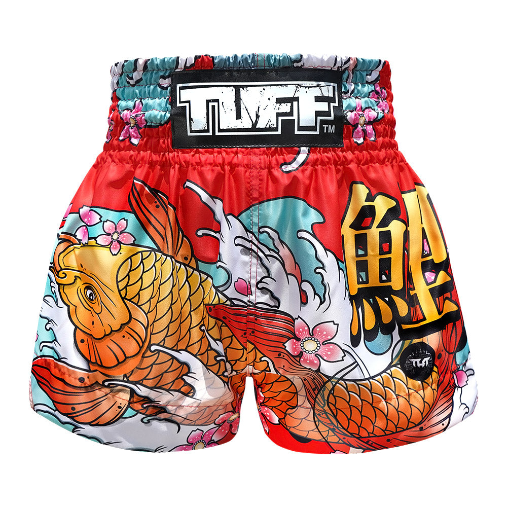 MS637 TUFF Muay Thai Shorts Red Japanese Koi Fish