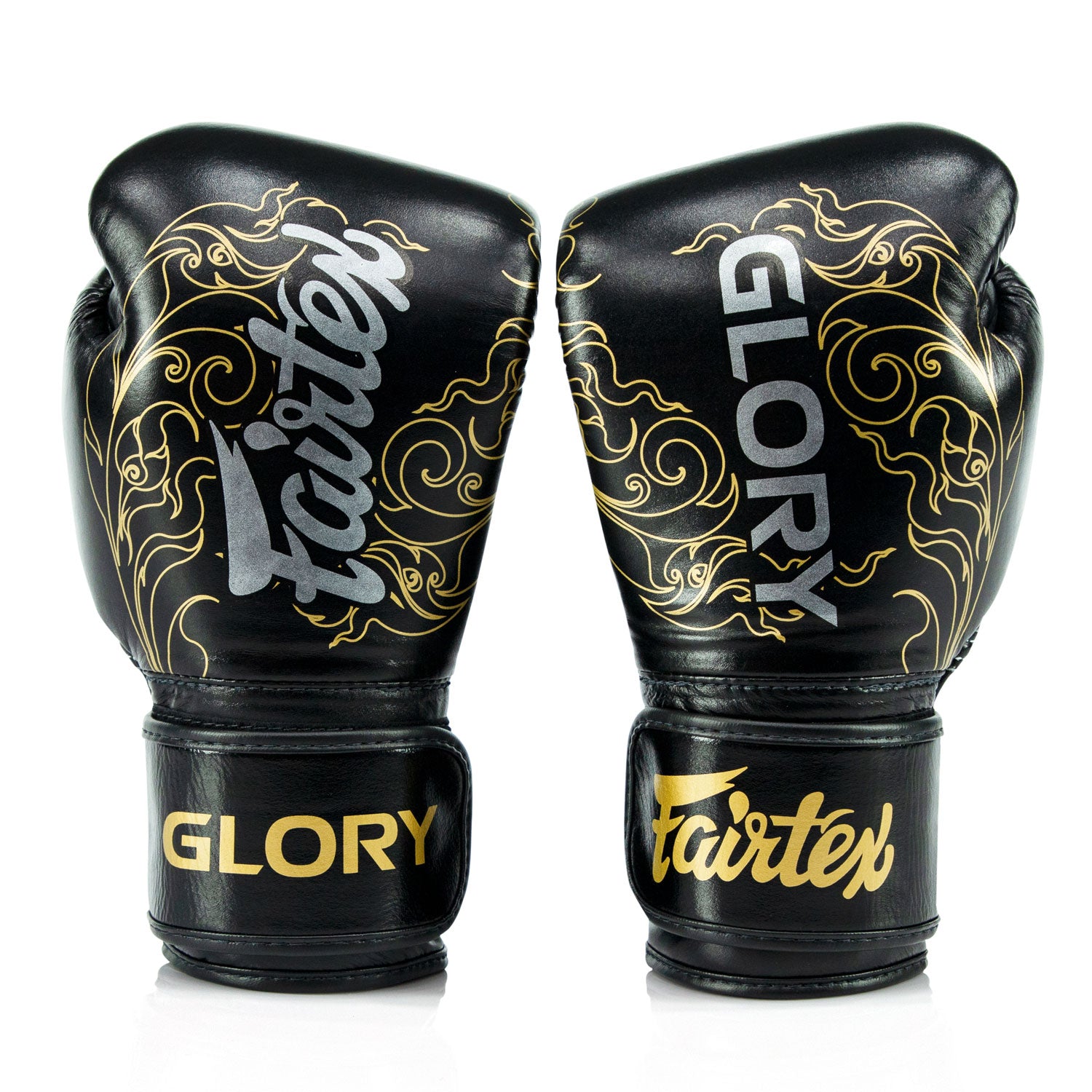 BGVG3 Fairtex X Glory Black-Gold Velcro Boxing Gloves
